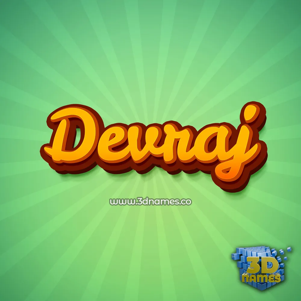 devraj in Green Rays style - 3D name wallpaper