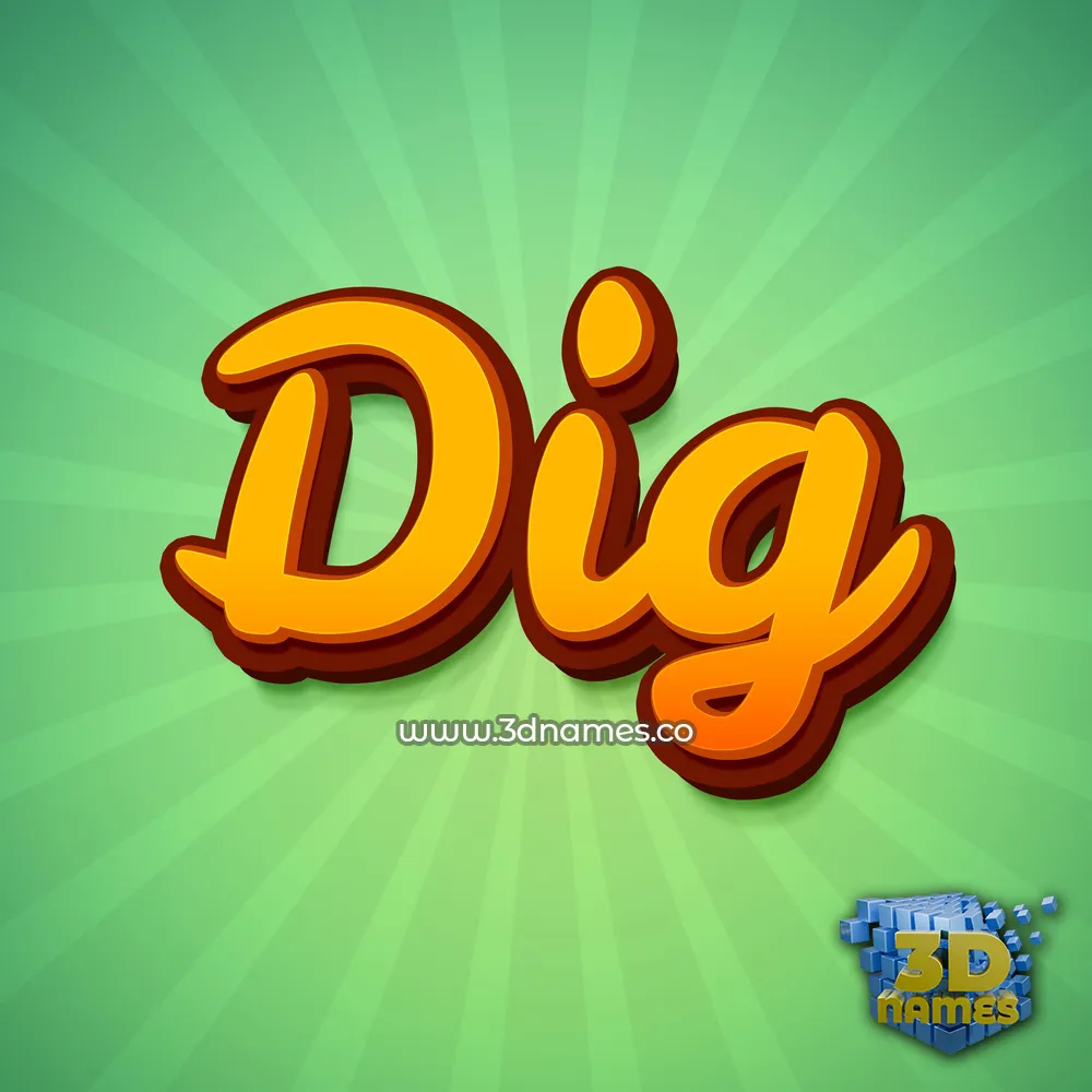 dig in Green Rays style - 3D name wallpaper