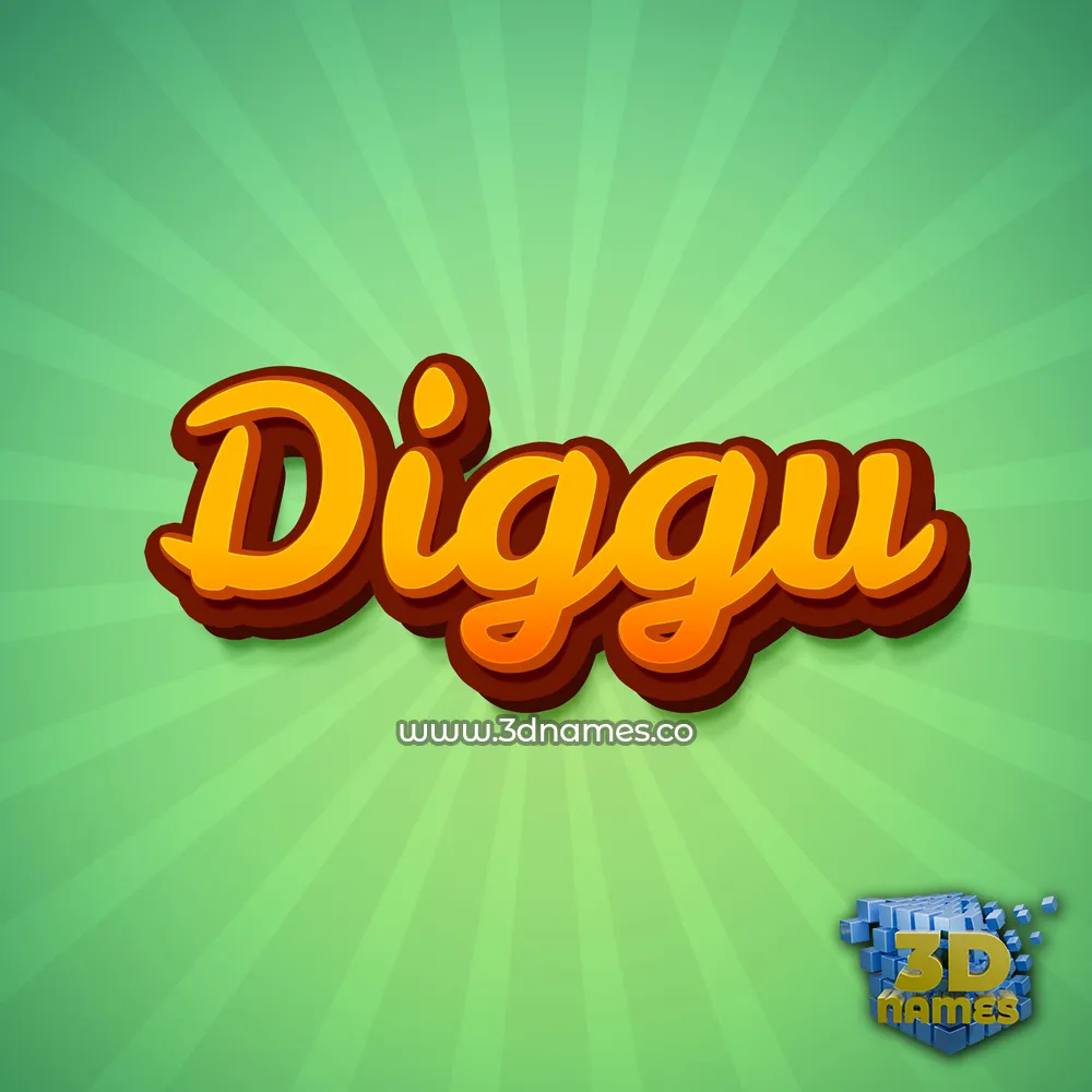 diggu in Green Rays style - 3D name wallpaper