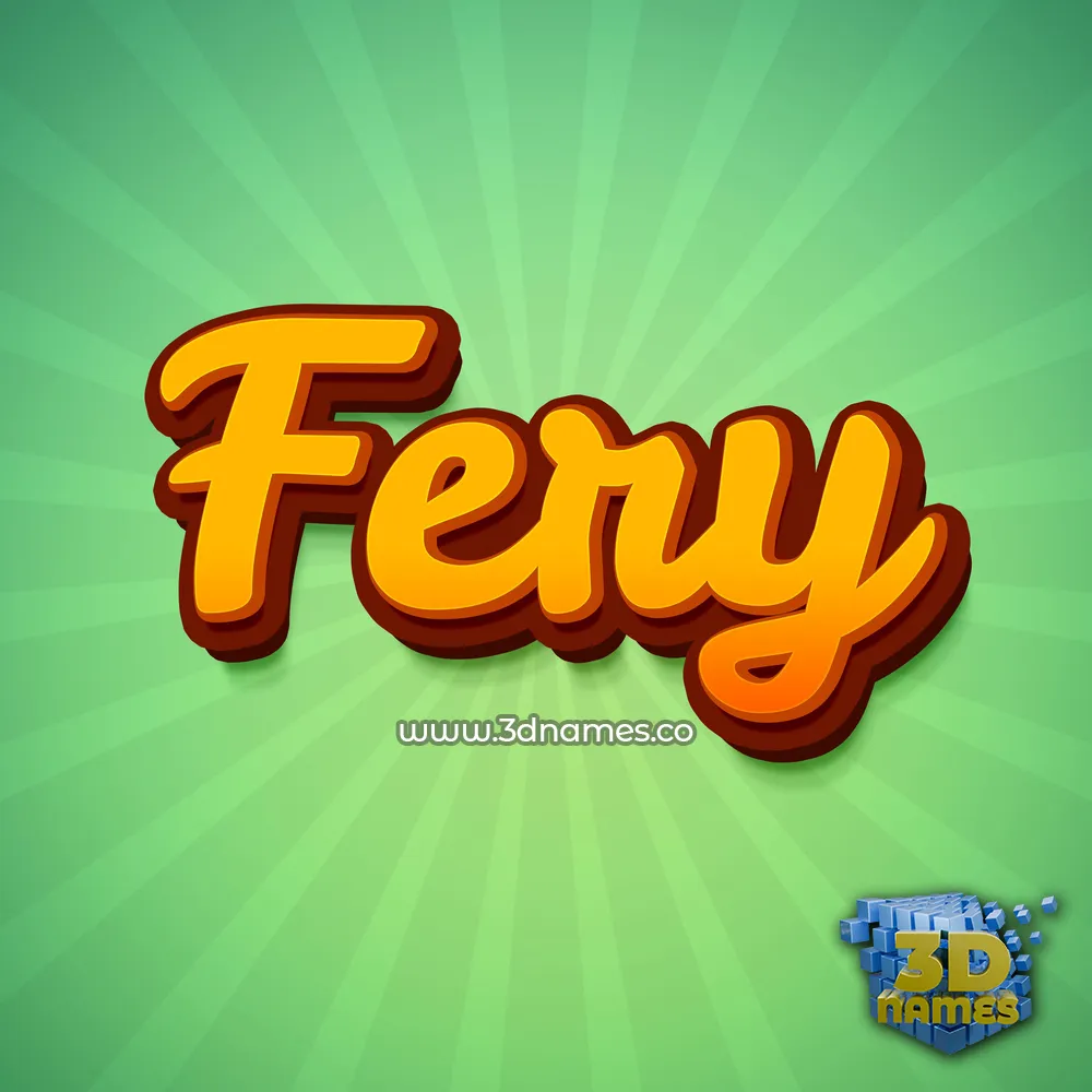 fery in Green Rays style - 3D name wallpaper