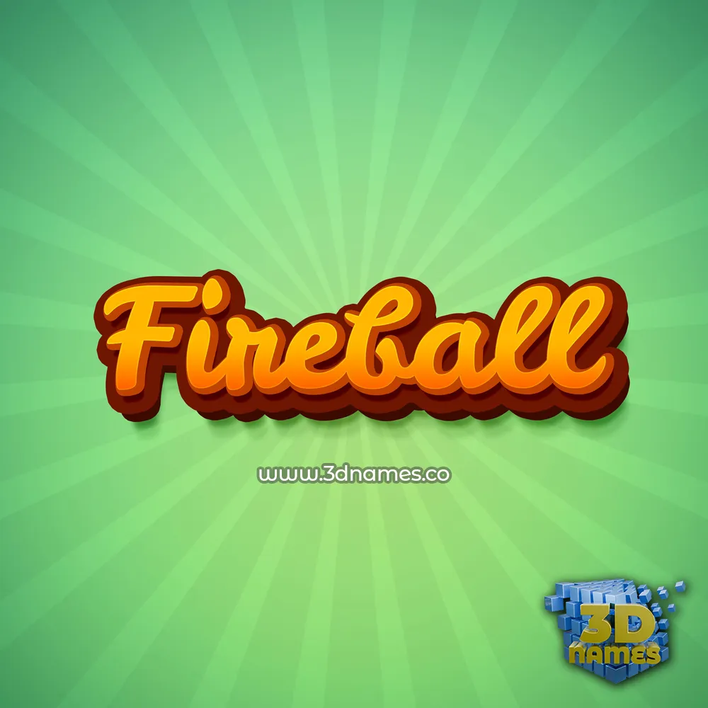 fireball in Green Rays style - 3D name wallpaper