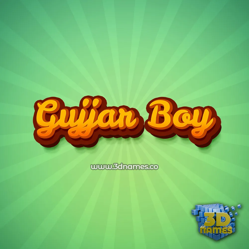 gujjar boy in Green Rays style - 3D name wallpaper