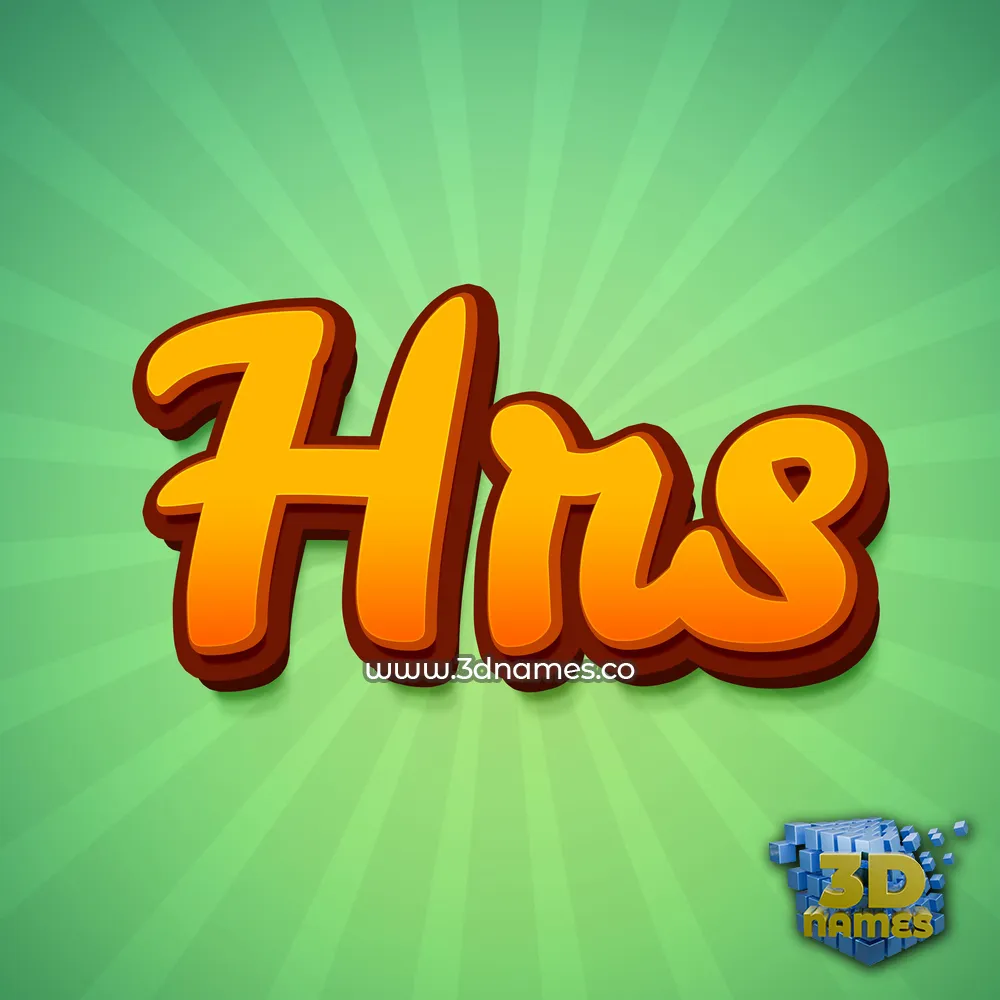 hrs in Green Rays style - 3D name wallpaper