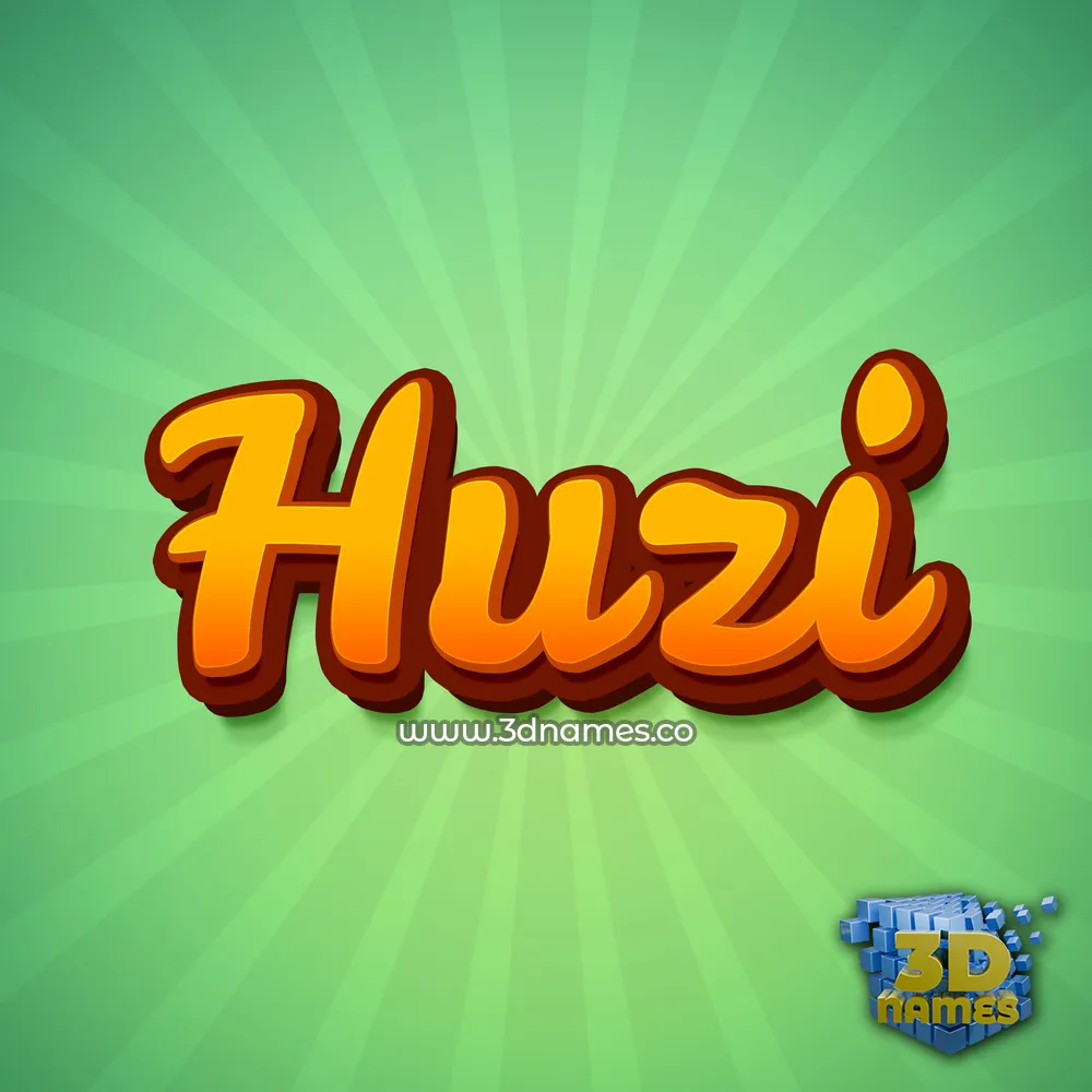 huzi in Green Rays style - 3D name wallpaper