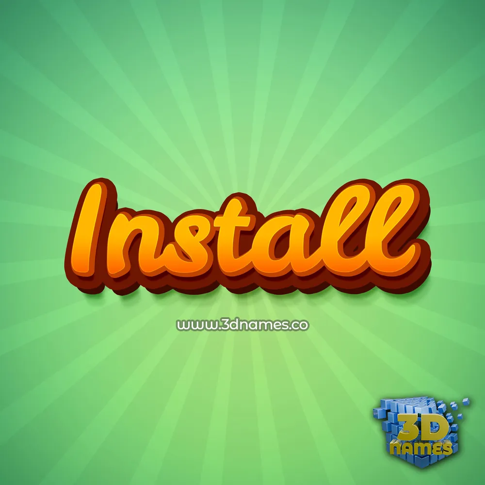 install in Green Rays style - 3D name wallpaper