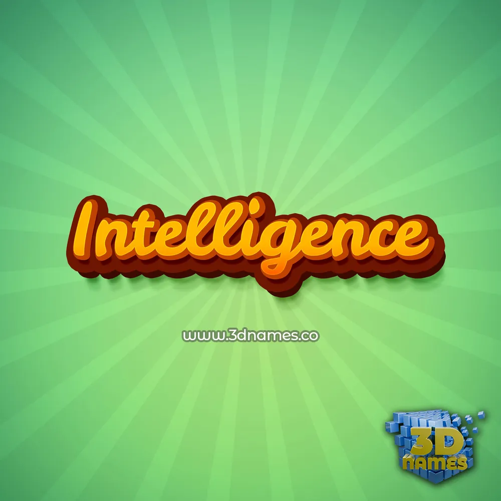 intelligence in Green Rays style - 3D name wallpaper