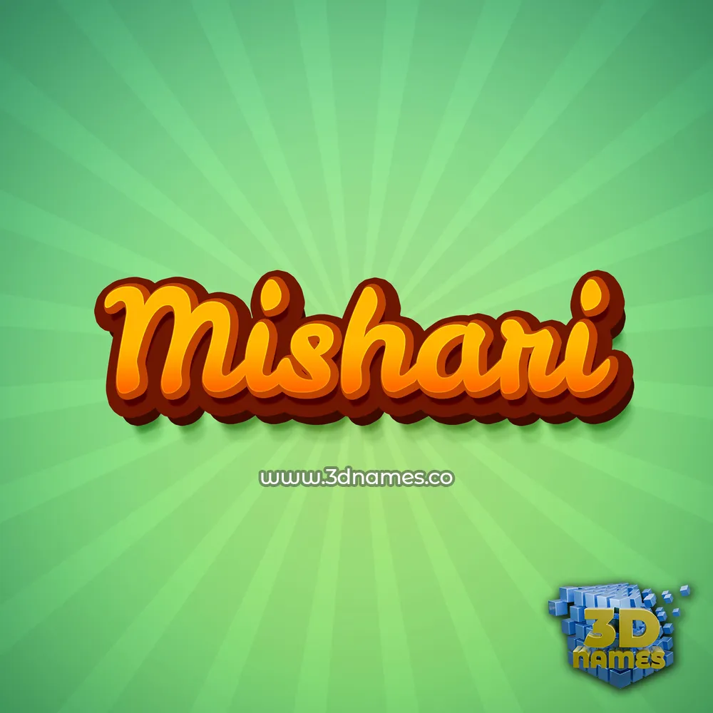 mishari in Green Rays style - 3D name wallpaper