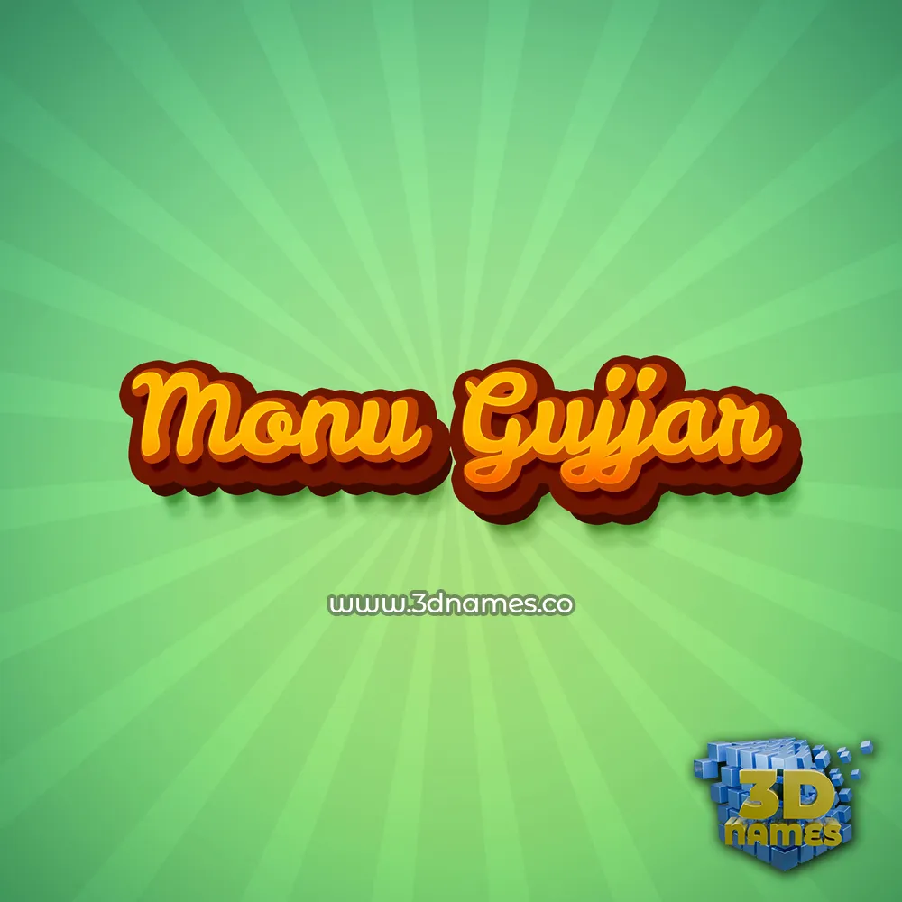 monu gujjar in Green Rays style - 3D name wallpaper
