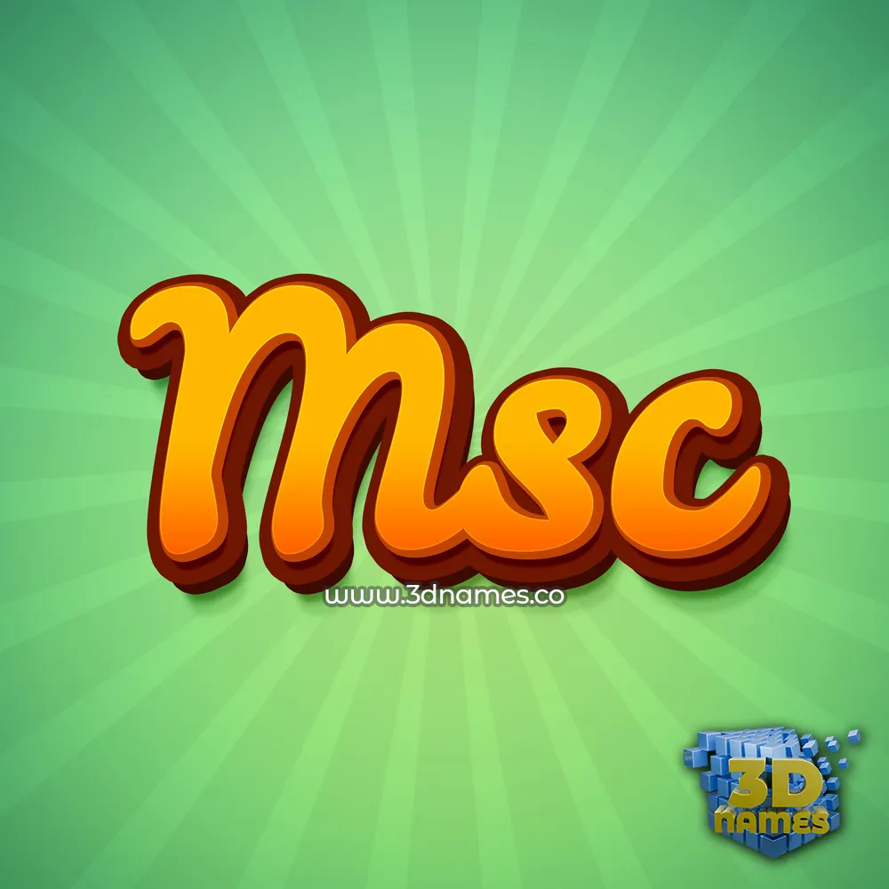 msc in Green Rays style - 3D name wallpaper