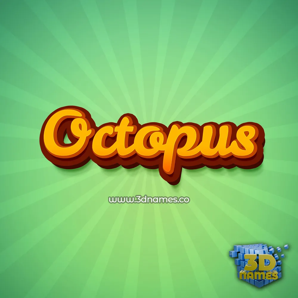 octopus in Green Rays style - 3D name wallpaper