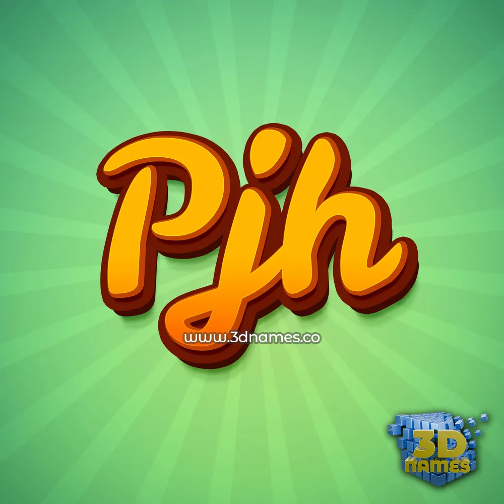 pjh in Green Rays style - 3D name wallpaper