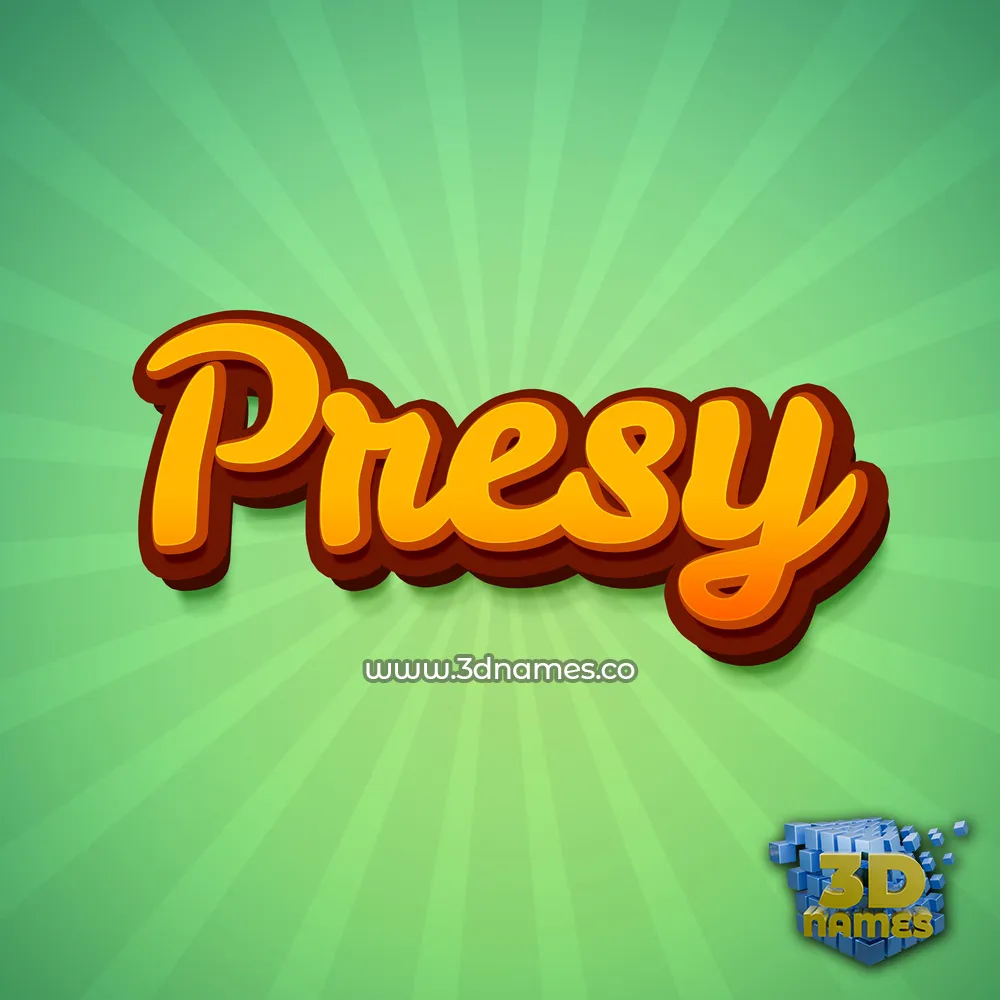 presy in Green Rays style - 3D name wallpaper presy in Green Rays style - 3D name wallpaper
