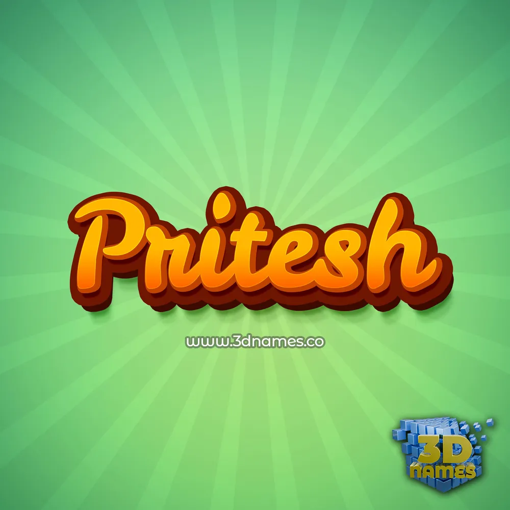 pritesh in Green Rays style - 3D name wallpaper