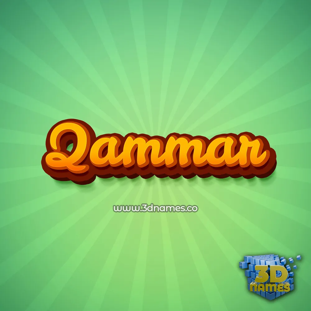 qammar in Green Rays style - 3D name wallpaper