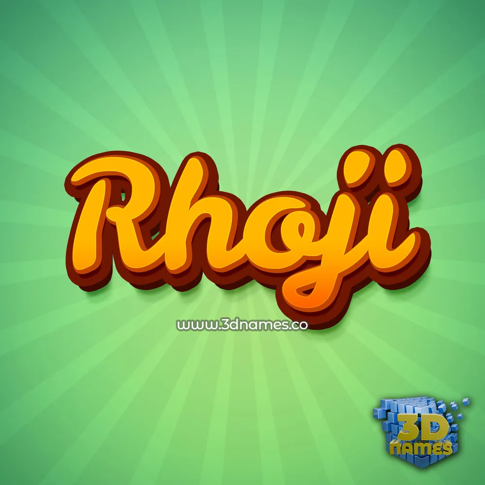 rhoji in Green Rays style - 3D name wallpaper