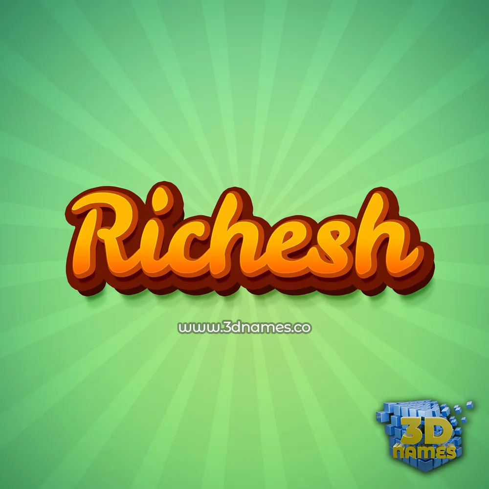 richesh in Green Rays style - 3D name wallpaper