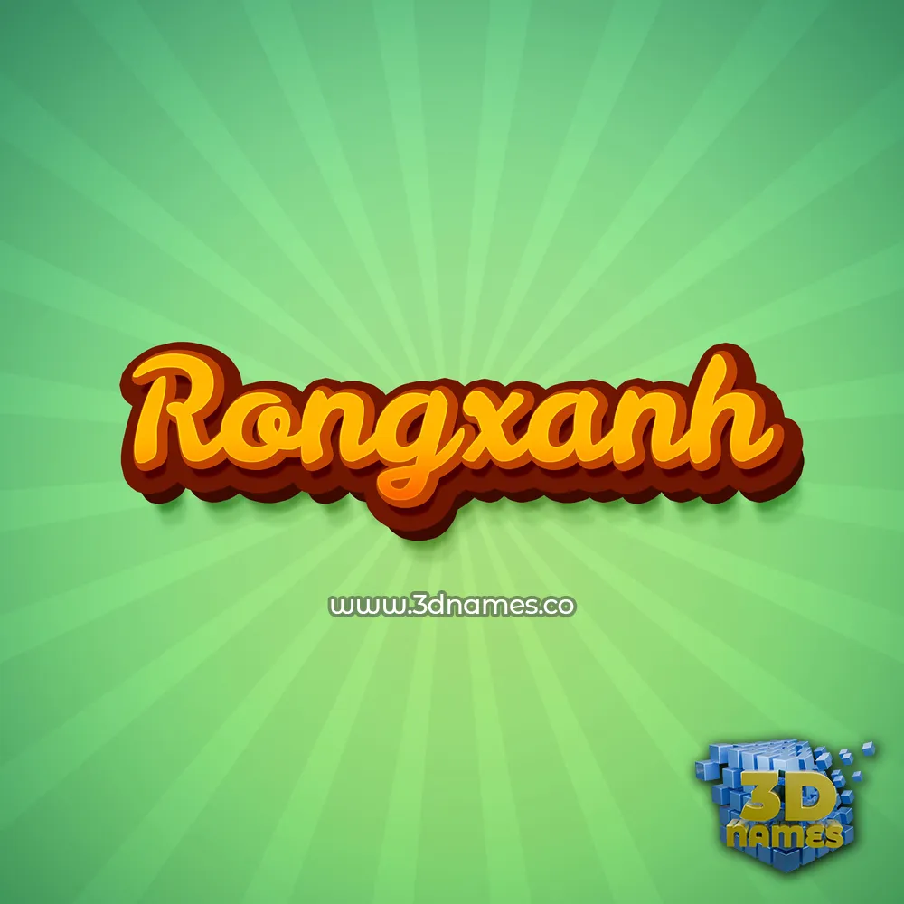 rongxanh in Green Rays style - 3D name wallpaper