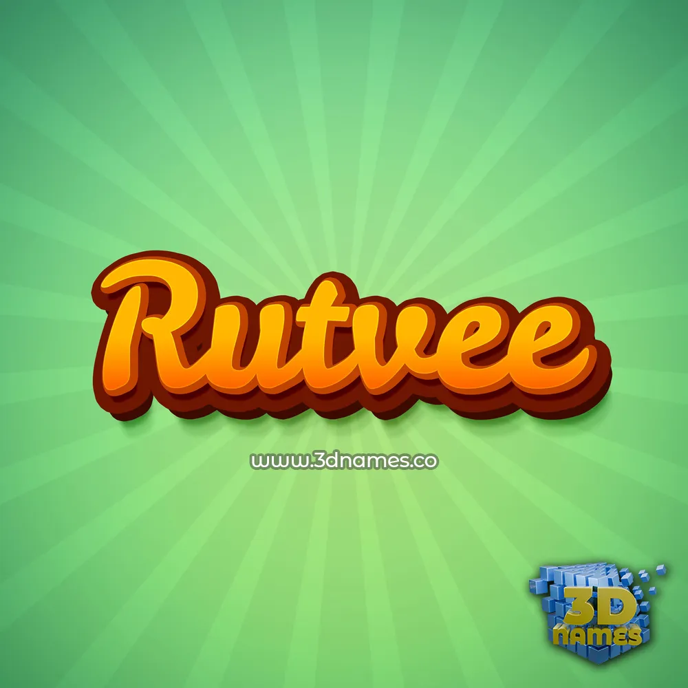 rutvee in Green Rays style - 3D name wallpaper