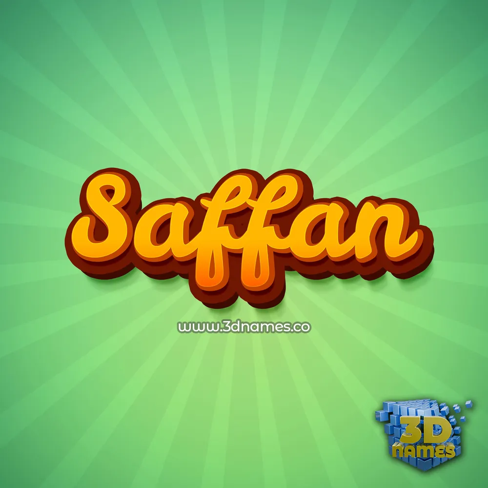 saffan in Green Rays style - 3D name wallpaper
