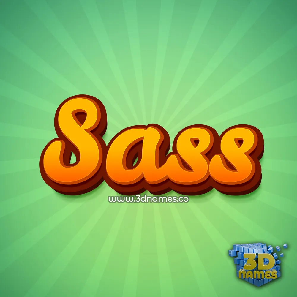 sass in Green Rays style - 3D name wallpaper