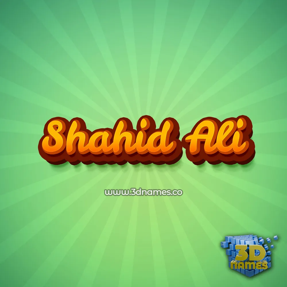 shahid ali in Green Rays style - 3D name wallpaper