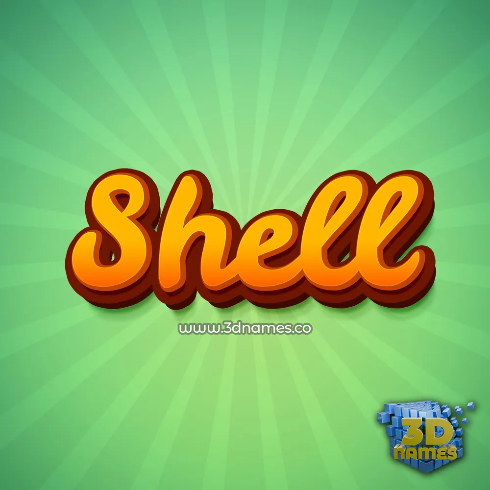 shell in Green Rays style - 3D name wallpaper