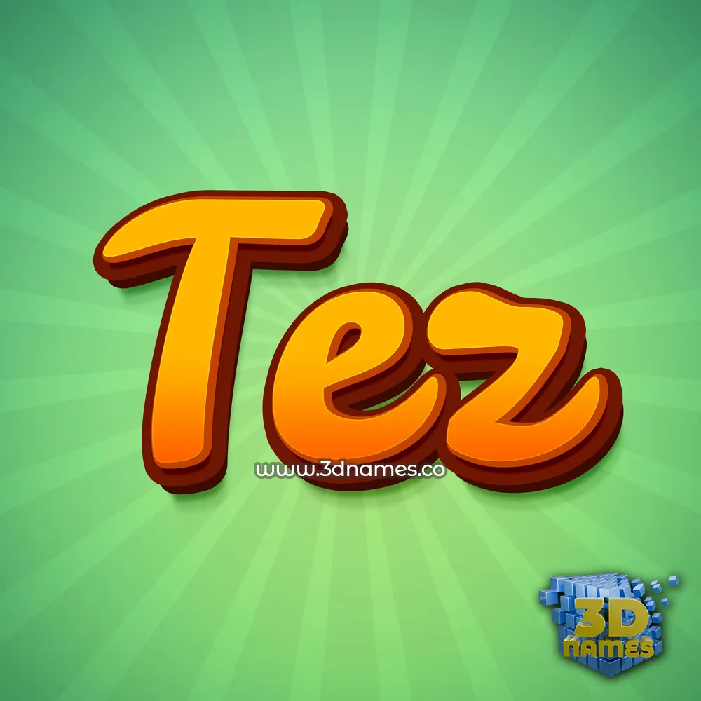 tez in Green Rays style - 3D name wallpaper