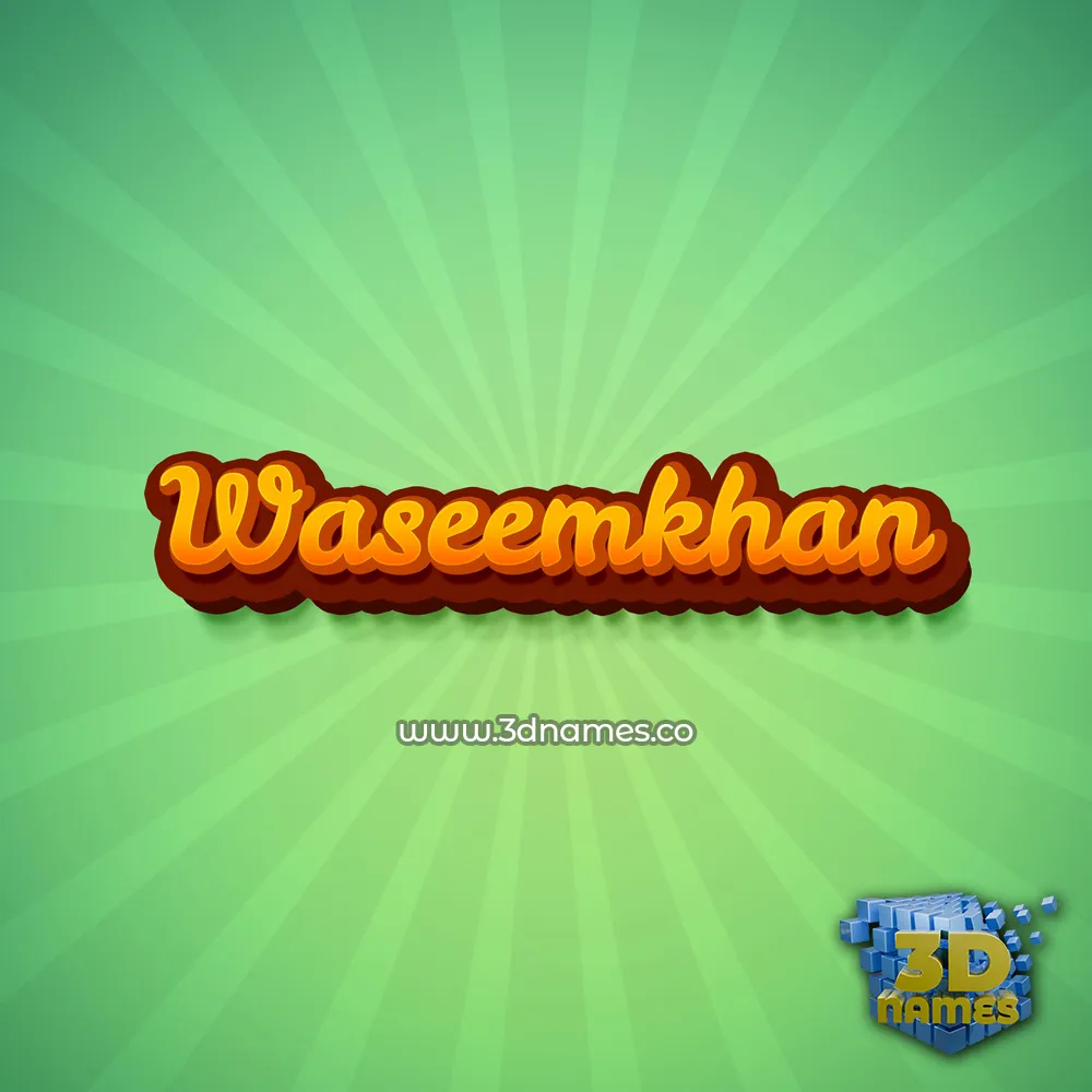 waseemkhan in Green Rays style - 3D name wallpaper