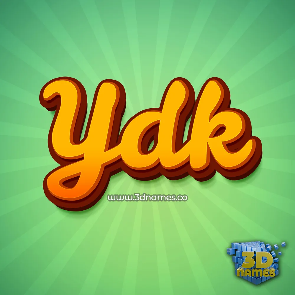ydk in Green Rays style - 3D name wallpaper