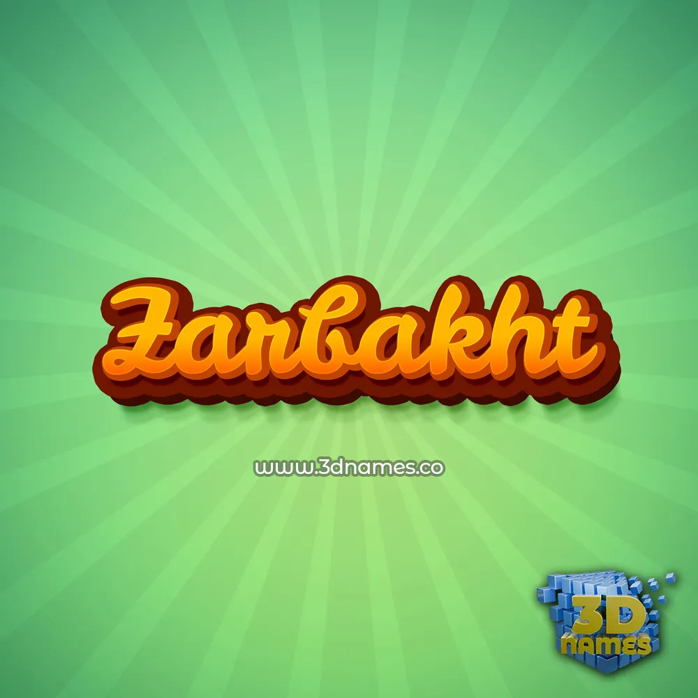 zarbakht in Green Rays style - 3D name wallpaper