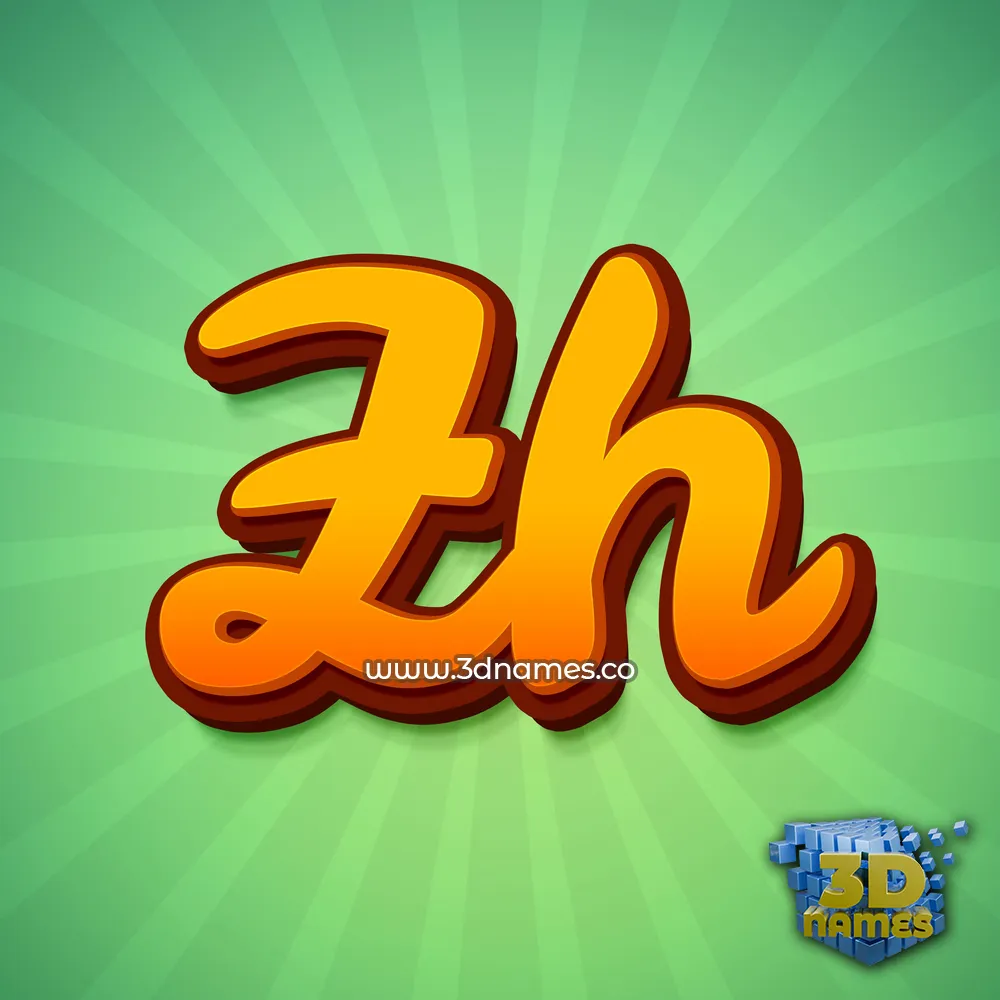 zh in Green Rays style - 3D name wallpaper