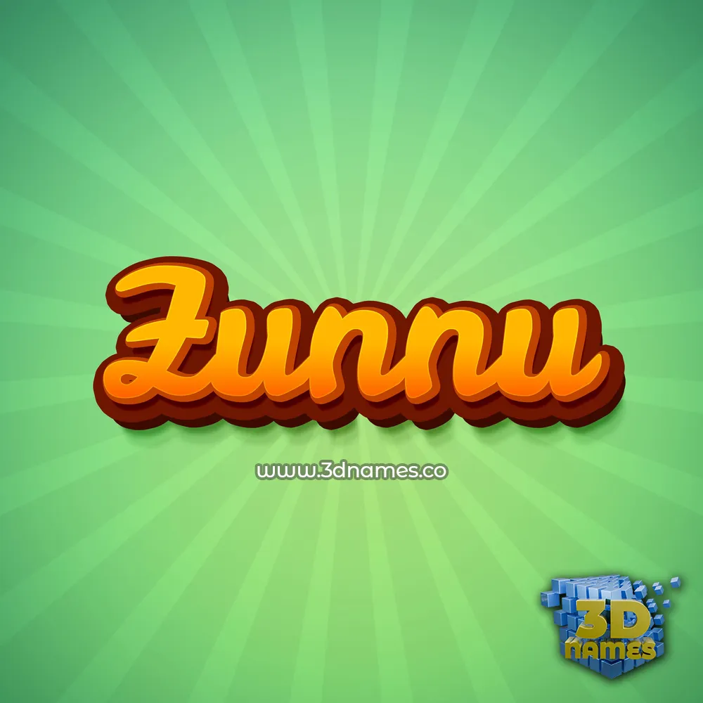 zunnu in Green Rays style - 3D name wallpaper