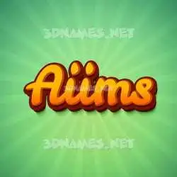 aiims in Green Rays style - 3D name wallpaper
