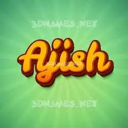 ajish in Green Rays style - 3D name wallpaper