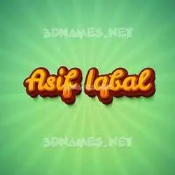 asif iqbal in Green Rays style - 3D name wallpaper