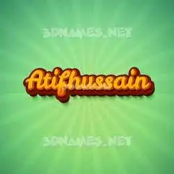 atifhussain in Green Rays style - 3D name wallpaper