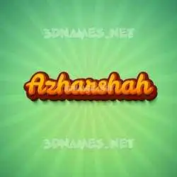 azharshah in Green Rays style - 3D name wallpaper