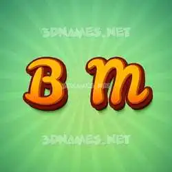 b m in Green Rays style - 3D name wallpaper