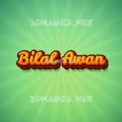 bilal awan in Green Rays style - 3D name wallpaper
