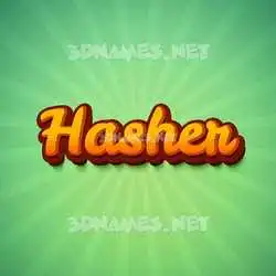 hasher in Green Rays style - 3D name wallpaper