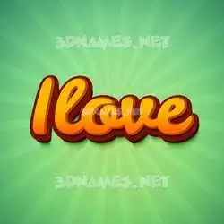 ilove in Green Rays style - 3D name wallpaper