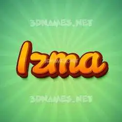 izma in Green Rays style - 3D name wallpaper
