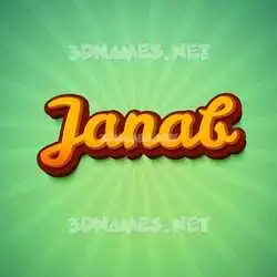 janab in Green Rays style - 3D name wallpaper