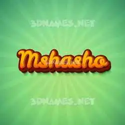 mshasho in Green Rays style - 3D name wallpaper