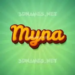 myna in Green Rays style - 3D name wallpaper