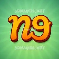n9 in Green Rays style - 3D name wallpaper