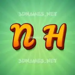 n h in Green Rays style - 3D name wallpaper