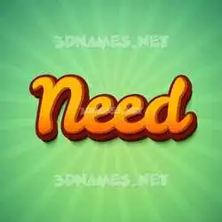 need in Green Rays style - 3D name wallpaper