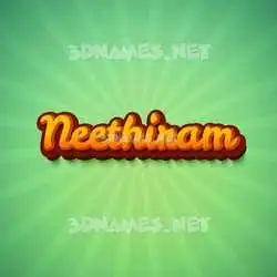 neethiram in Green Rays style - 3D name wallpaper