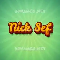 nick sef in Green Rays style - 3D name wallpaper